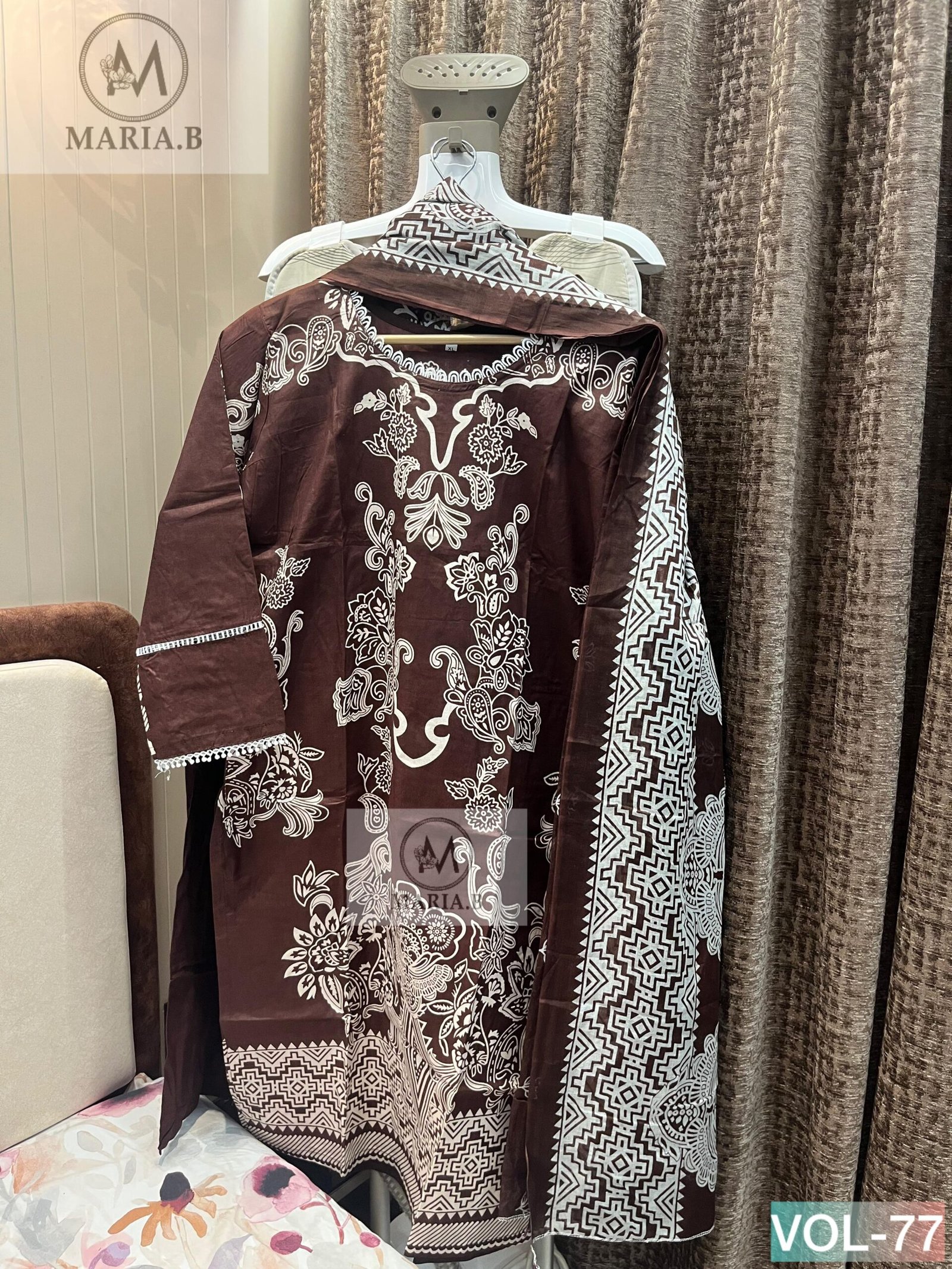 PRINTED COTTON STITCHED WITH STITCHED COTTON BOTTOM AND COTTON DUPATTA - Image 9