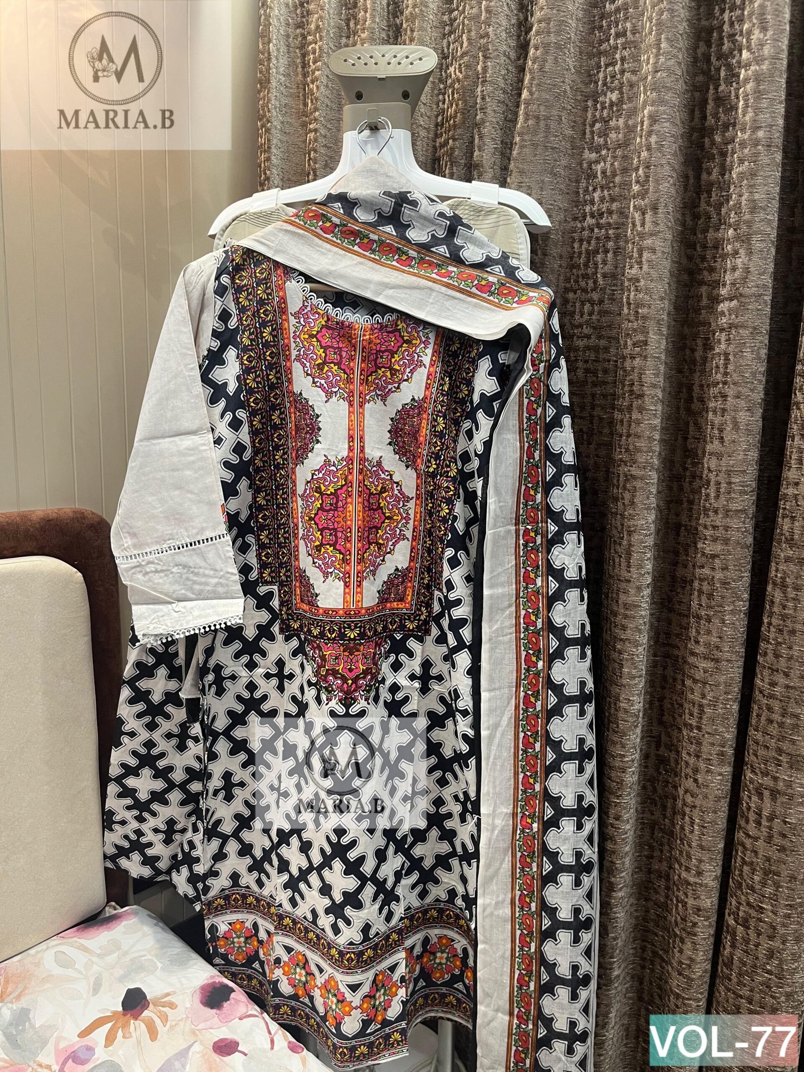 PRINTED COTTON STITCHED WITH STITCHED COTTON BOTTOM AND COTTON DUPATTA - Image 10