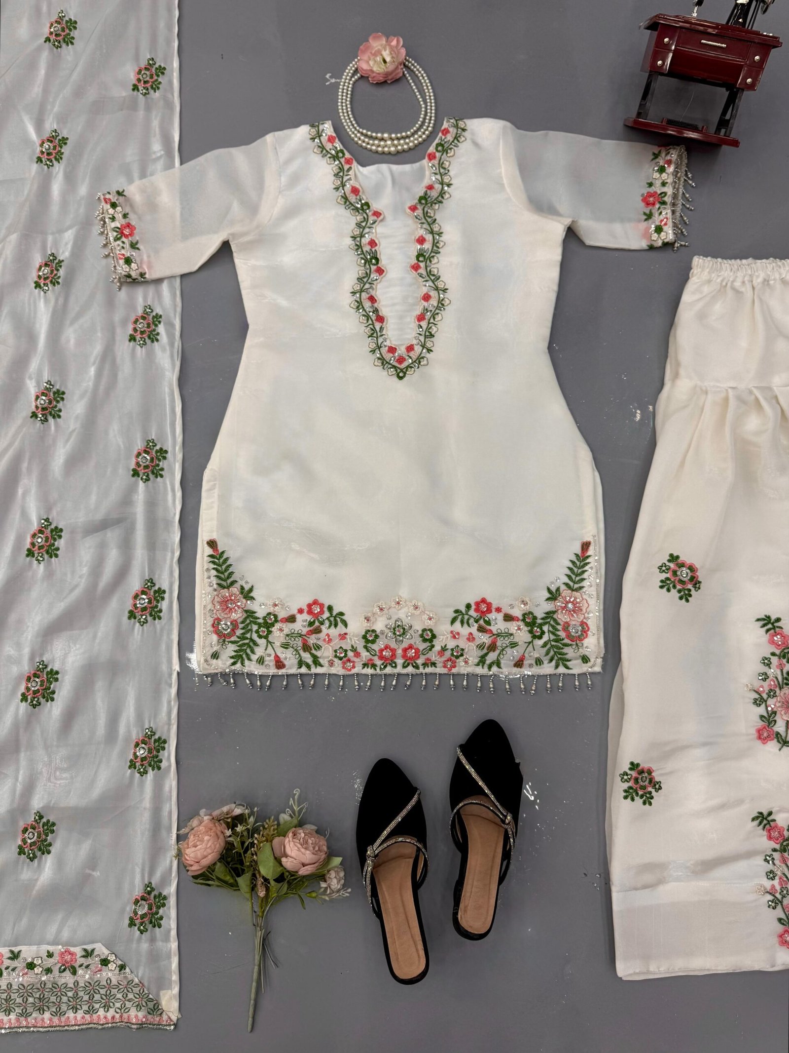 Designer Farshi Plazo Set – Elegant Ethnic Wear Crafted in Classy Tones with Premium Fabric & Detailing - Image 2