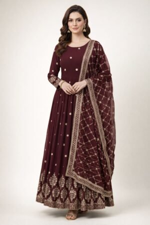Elegant Embroidered Sequence Designer Anarkali"