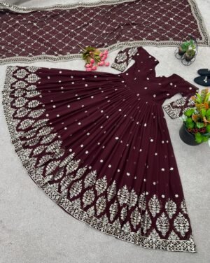 Alternative view of Elegant Embroidered Sequence Designer Anarkali"
