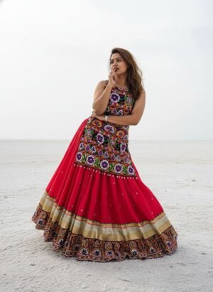 AK SERIES PRESENTING NEW  NAVRATRI  SPECIAL INDOWESTERN LEHENGA SET WITH GAMTHI WORK