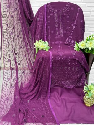Alternative view of FAUX GEORGETTE WITH HEAVY EMBROIDERY AND MOTI WORK