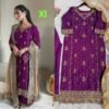 DESIRABLE FANCY FAUX GEORGETTE WITH SEQUENCE EMBROIDERED AND ORIGINAL MOTTI HANDMADE WORK TOP AND PENT WITH DUPATTA 3 COLOUR