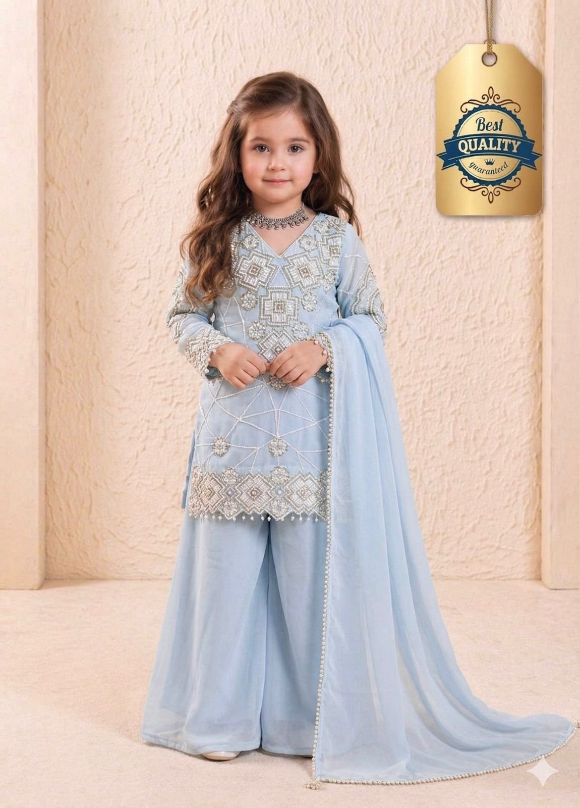 EXCLUSIVE AND TRENDY FOR WEDDING SEASON OUR SEQUENCE EMBROIDERY WORKED TOP, PALAZZO AND DUPATTA - Image 3