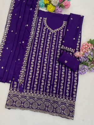 Alternative view of Heavy Chinon with Heavy Embroidered 7mm Sequence & Zari Work