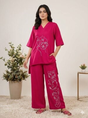 THIS SUMMER SEASON WEAR TRENDY CO-ORD SET WITH EMBROIDERY WORK
