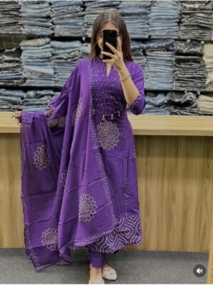 Alternative view of Beautiful Summer Special Heavy Pintex Work Aline Style Kurta 3 pcs set with new stayle_