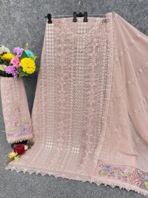 Alternative view of TOP & SLEEVES  : Fox Georgette with Embroidered 3mm Sequence work & Khatli Work