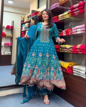 NEW ARRIVALS  RAJASTHANI FULL ANARKALI LATKAN LACE ROUND SET