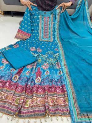 Alternative view of NEW ARRIVALS  RAJASTHANI FULL ANARKALI LATKAN LACE ROUND SET