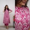 Featuring beautiful heavy printed plazo set with beautiful print with kurta wooden button with plazo side pocket