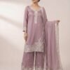 THIS EID  WEAR OUR SEQUENCE EMBROIDERY WORKED TOP, PLAZZO WITH DUPATTA