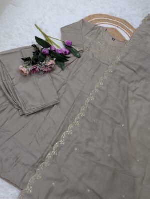 Alternative view of WOMEN VICHITRA SILK EMBROIDERED KURTA SET