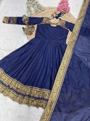 Alternative view of This Gown Duptta made from  Silk Cotton fabric with Jacquard Weaving Jari and silk Cotton Duptta with 3 mtr Flair