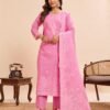 Elegant Pure Cotton Fabric Calf Length Straight Kurta Set