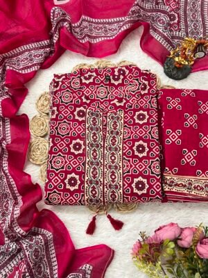 Alternative view of NEW ARRIVAL:The Royal Ajrakh Palazzo Set