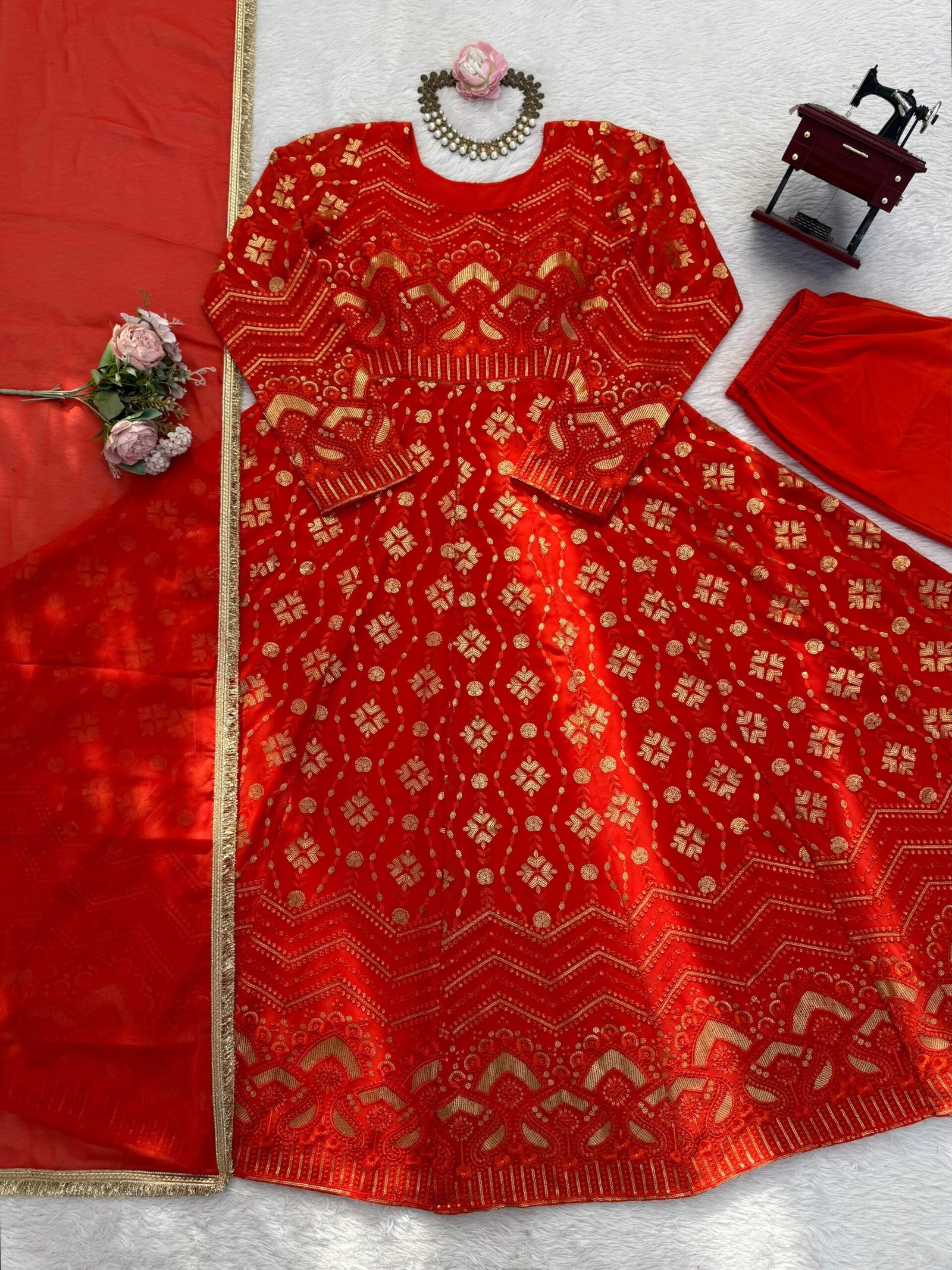 Designer Plazoo with Gown Set β Elegant Ethnic Wear Crafted in Classy Tones with Premium Fabric & Detailing - Image 2