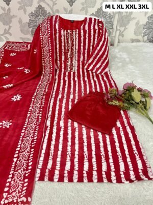 Alternative view of Morgan Sequence Silk Digital Print Kurti With Pant With Dupatta