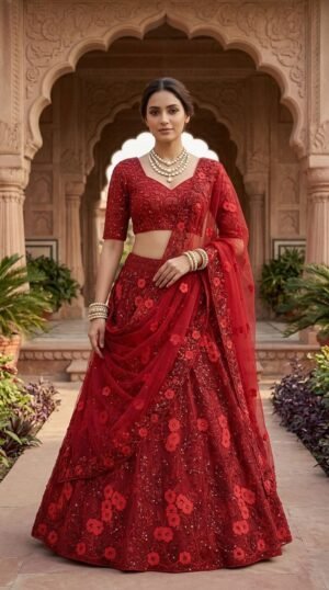 Lehenga work-Embroidery Sequins Work With Cancan & Canvas Patta