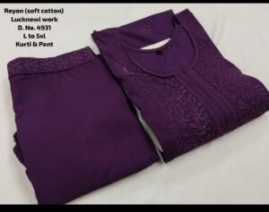 Alternative view of KURTI HEAVY RAYON CHICKEN KARI STYLE EMBROIDERY WORK
