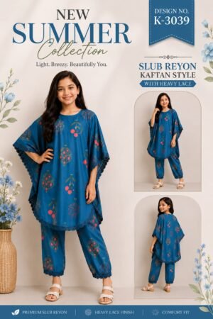 Alternative view of Launching New Kaftan style Slub Reyon With Heavy Lace..