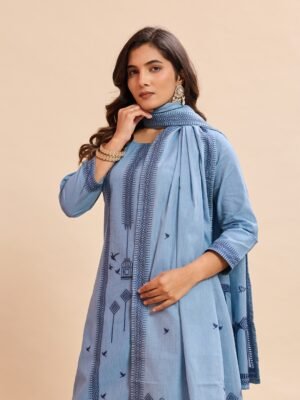 Alternative view of Elegant Pure Cotton Fabric Calf Length Straight Kurta Set
