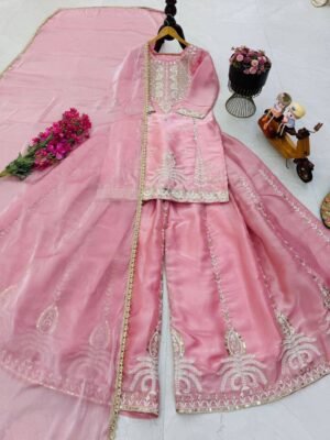 Alternative view of AK-Series New Designer Party Top Sharara & Dupatta Set