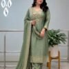 NEW ARRIVALS Summer Special PURE MALAY GLASS TISSUE WITH KANJIVARAM HANDK WORK NACK 3 piece Set collection is Arrived