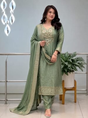 NEW ARRIVALS Summer Special PURE MALAY GLASS TISSUE WITH KANJIVARAM HANDK WORK NACK 3 piece Set collection is Arrived