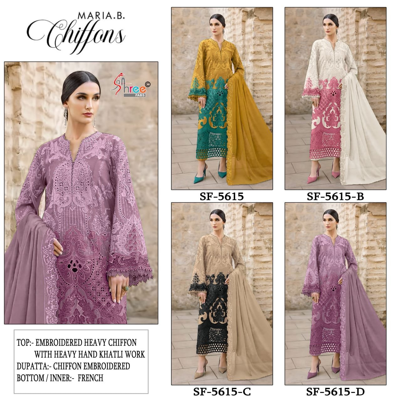 cristyel chiffon with heavy embroidery with HAND KHATLI