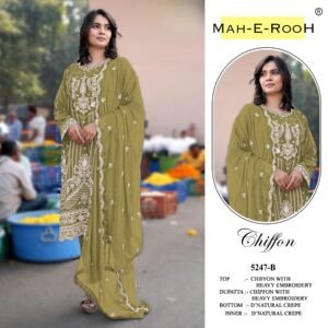 :Heavy Chiffon with Heavy Embroidered 3mm Sequence work & Khatli Work