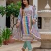 NEW Launching Women's Rayon Slub Printed straight kurta with  Pant and  Chinon Printed Lace Border Dupatta sets