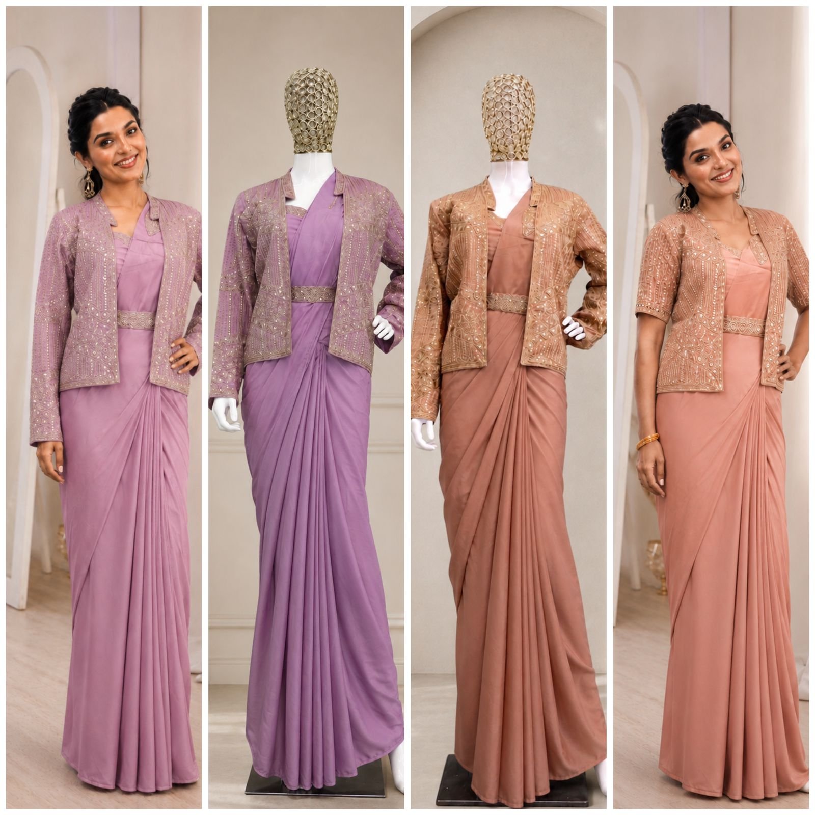 Experience effortless luxury with this premium ready-to-wear saree. Expertly tailored with precise pleats and a refined finish, it delivers a sophisticated look without compromising comfort. - Image 5