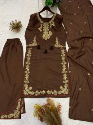 Alternative view of THIS WEDDING SEASON, TRY OUR DESIGNER EMBROIDERED WORKED TOP  PLAZZO SUIT WITH DUPATTA ⁠