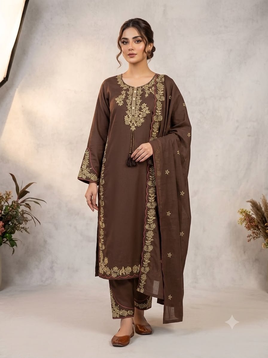 THIS WEDDING SEASON, TRY OUR DESIGNER EMBROIDERED WORKED TOP PLAZZO SUIT WITH DUPATTA 
