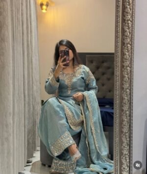 Launching New Design Trending Zmy-Chu Silk *Top&Palazzo&dupatta Reddy To Wear Look Design