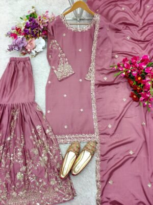 Alternative view of Presenting New Cinon Top-Sarara and Dupatta Set Fully Stitched Ready To Wear