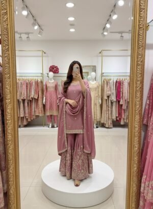 Presenting New Cinon Top-Sarara and Dupatta Set Fully Stitched Ready To Wear