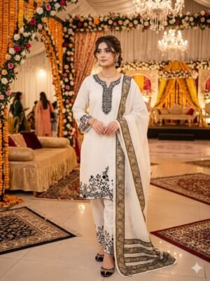 THIS SEASON WEAR OUR BEAUTIFUL REAL MIRROR WITH EMBROIDERED TOP , SALWAAR WITH DUPATTA