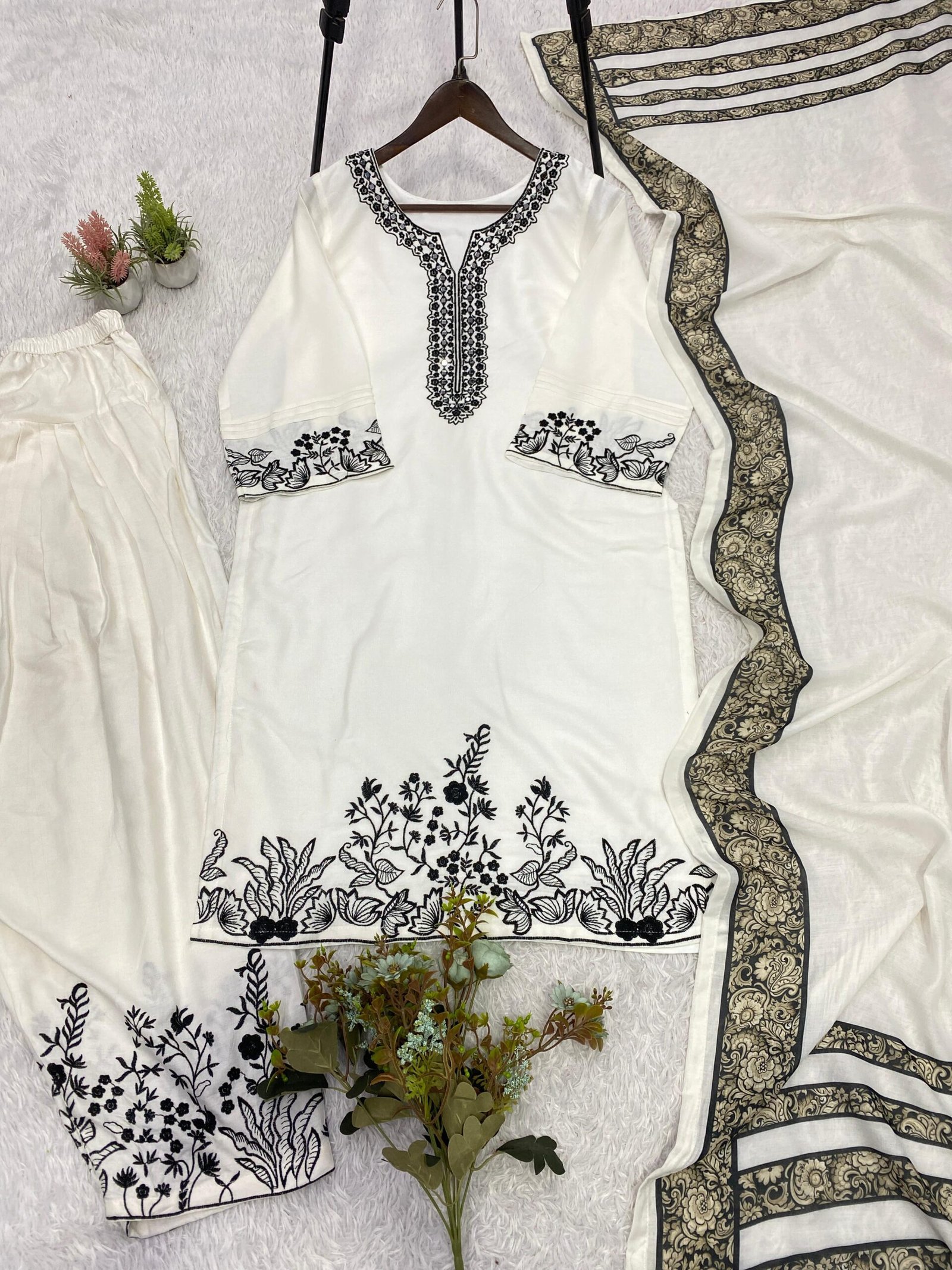 THIS SEASON WEAR OUR BEAUTIFUL REAL MIRROR WITH EMBROIDERED TOP , SALWAAR WITH DUPATTA - Image 2