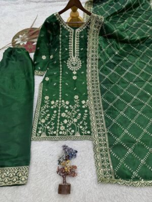 Alternative view of PRESERNTING NEW READY TO WEAR SPACIAL FANCY DESIGN HEAVY EMBROIDERY AND SEQUENCE WORK TOP - PLAZZO WITH  DUPATTA