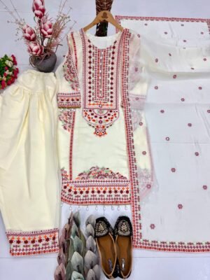 Alternative view of NEW DESIGNER HEAVY MAL CHANDERI TOP PLAZZO & DUPATTA SET