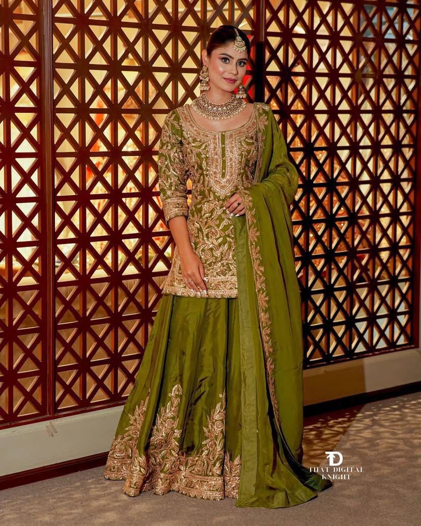 AK-Series New Designer Party Top Sharara & Dupatta Set