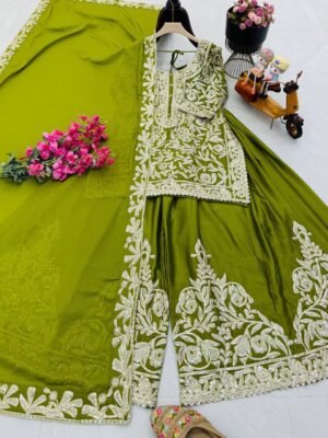 Alternative view of AK-Series New Designer Party Top Sharara & Dupatta Set