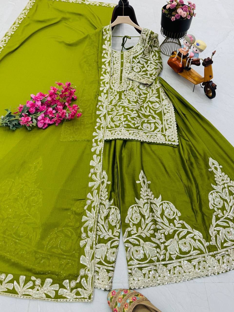 AK-Series New Designer Party Top Sharara & Dupatta Set - Image 2