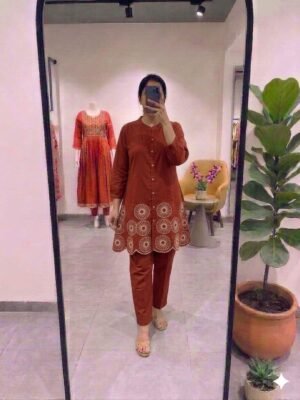 Pure Cotton Cord-set With Beautiful Embroidery Work