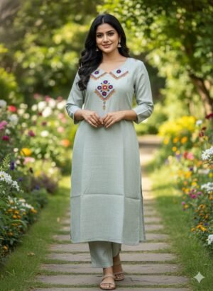 PURE HEAVY DHABU SLUB COTTON KURTI WITH PANT