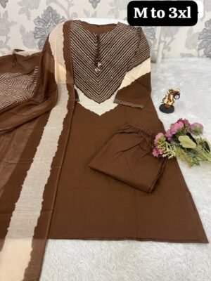 Looking to update your ethnic wardrobe? Check out this stunning Bandhani Suit Set—perfect for daily wear, office, or small gatherings!  PRODUCT DESCRIPTION: