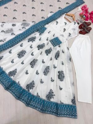 Alternative view of Launching New Party Wear Look Heavy Star Georgette Gown,Dupatta & Bottom Set